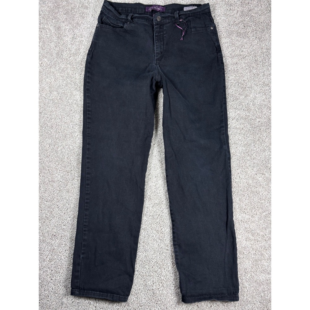 Gloria Vanderbilt Amanda Black Wash‎ Straight Leg Jeans Womens Size 10